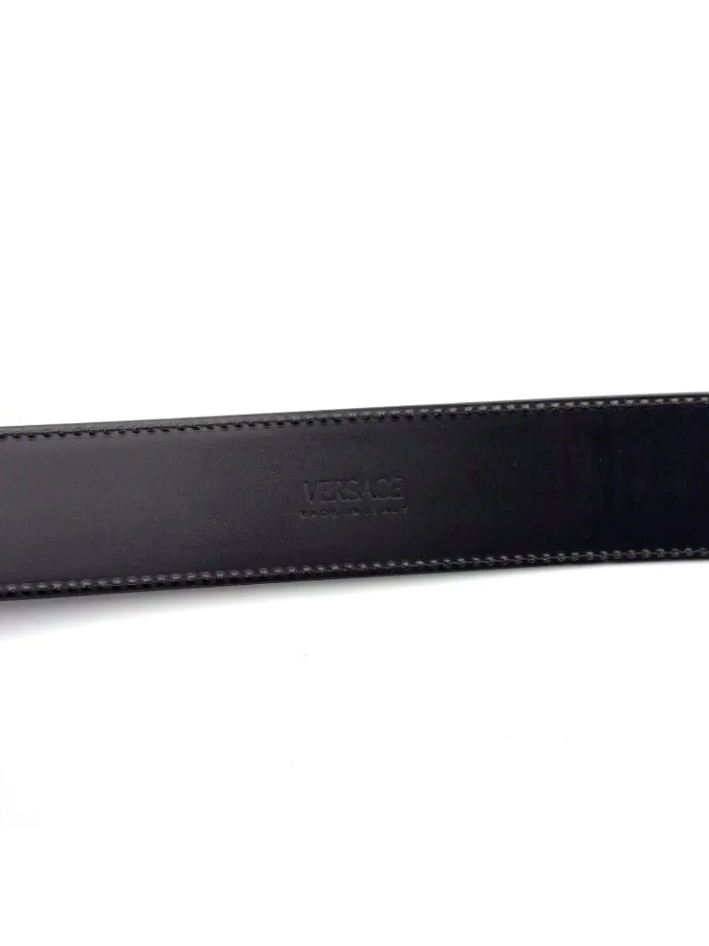 Versace Medusa Head Leather Black Belt Silver